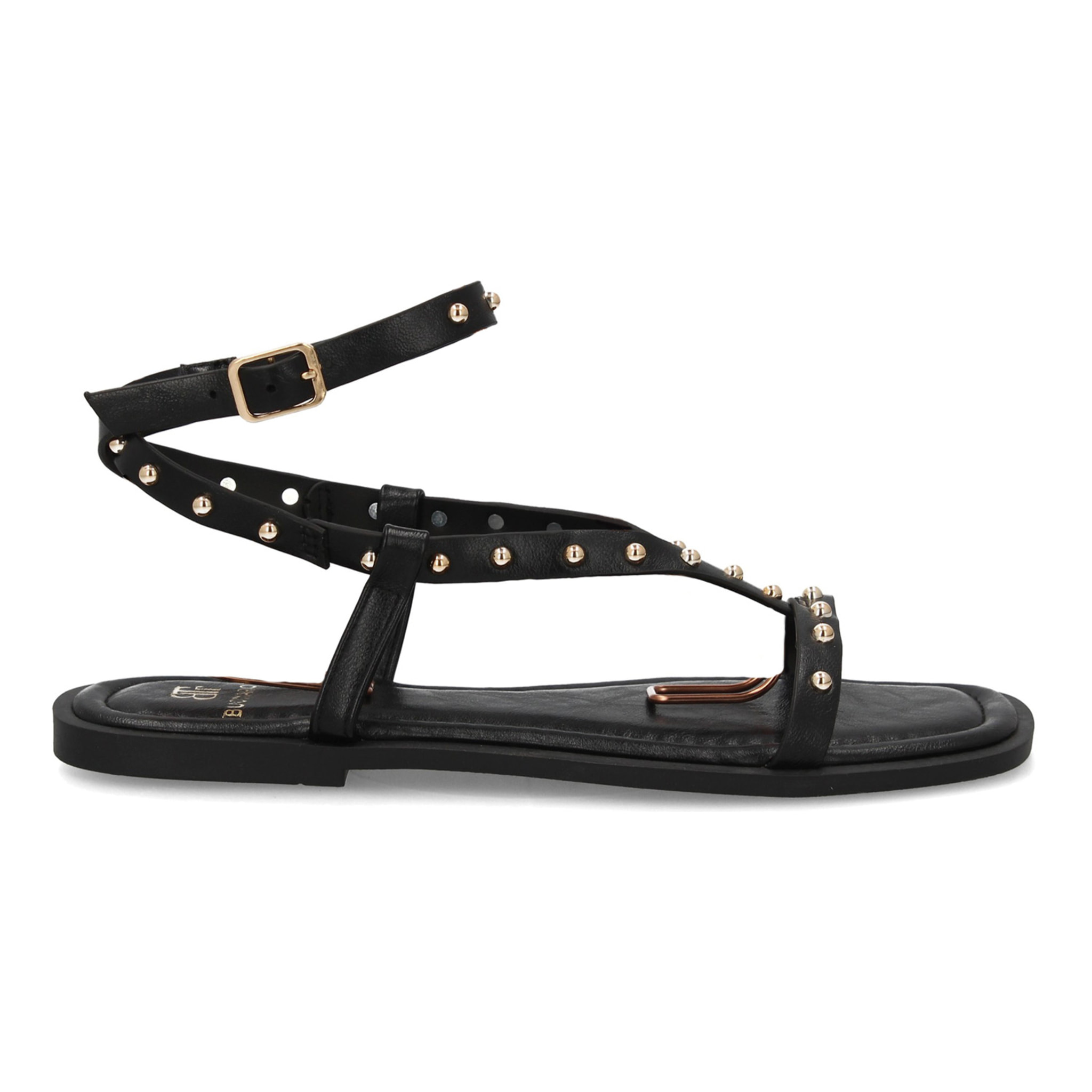 Sandalia plana mujer con tachuelas metálicas