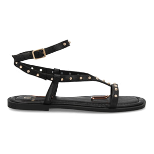 Sandalia plana mujer con tachuelas metálicas