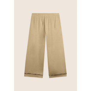 Pantaloni cropped wide leg con dettaglio animalier