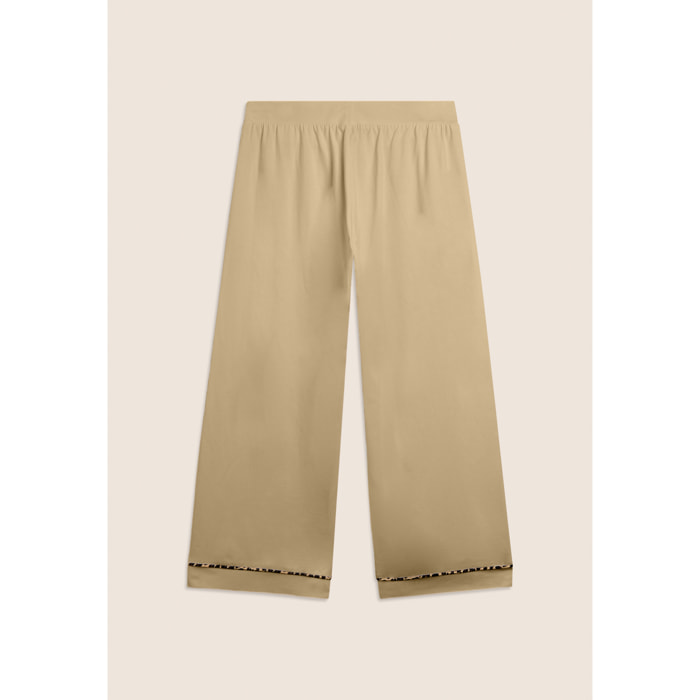 Pantaloni cropped wide leg con dettaglio animalier