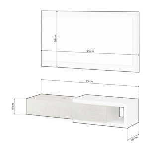 Mueble de recibidor con espejo Noon Blanco Artik (Blanco Mate) – Roble Alaska