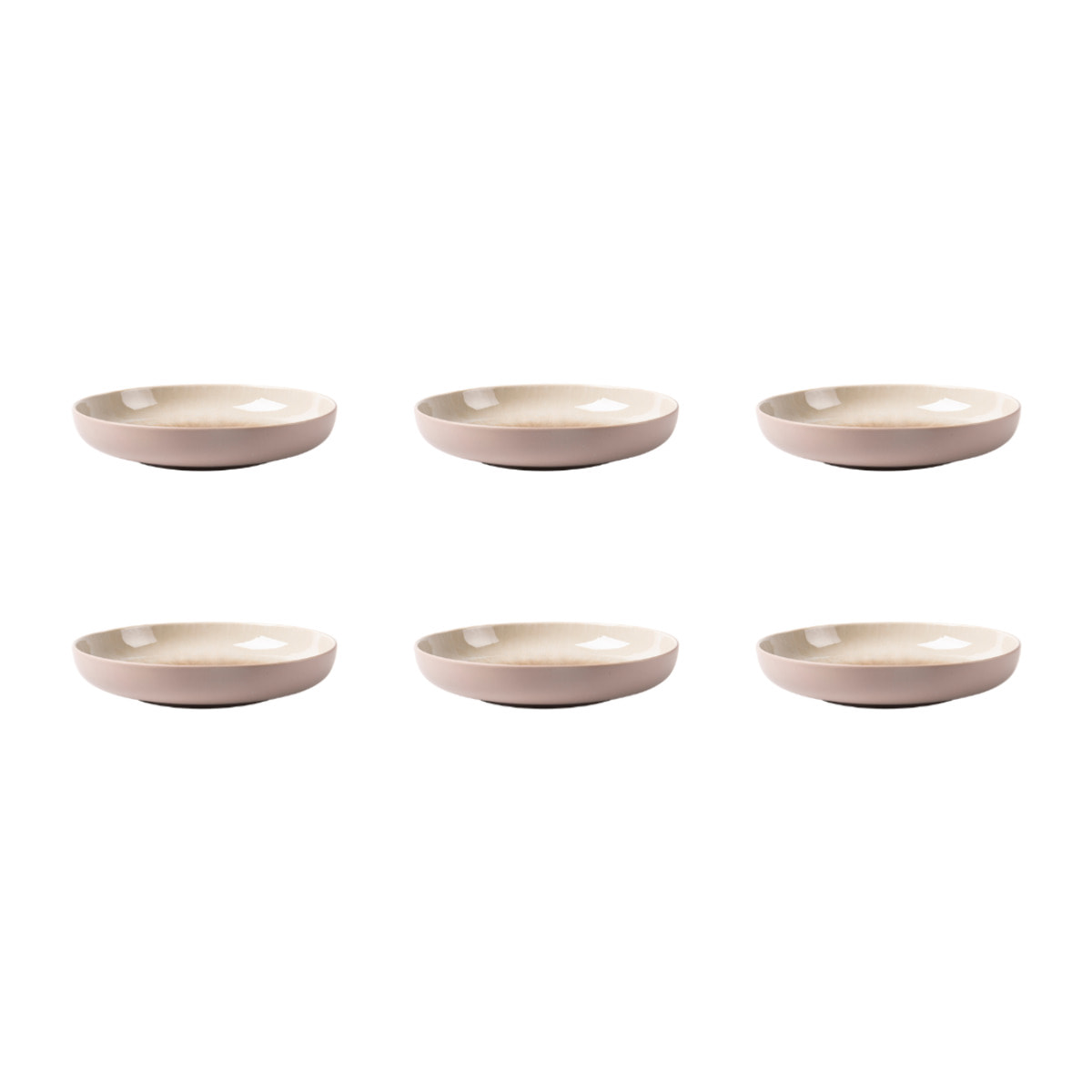 Lot de 6 assiettes creuses taupe - "Iris"