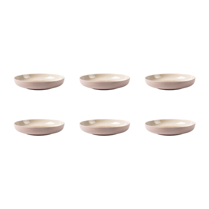 Lot de 6 assiettes creuses taupe - "Iris"