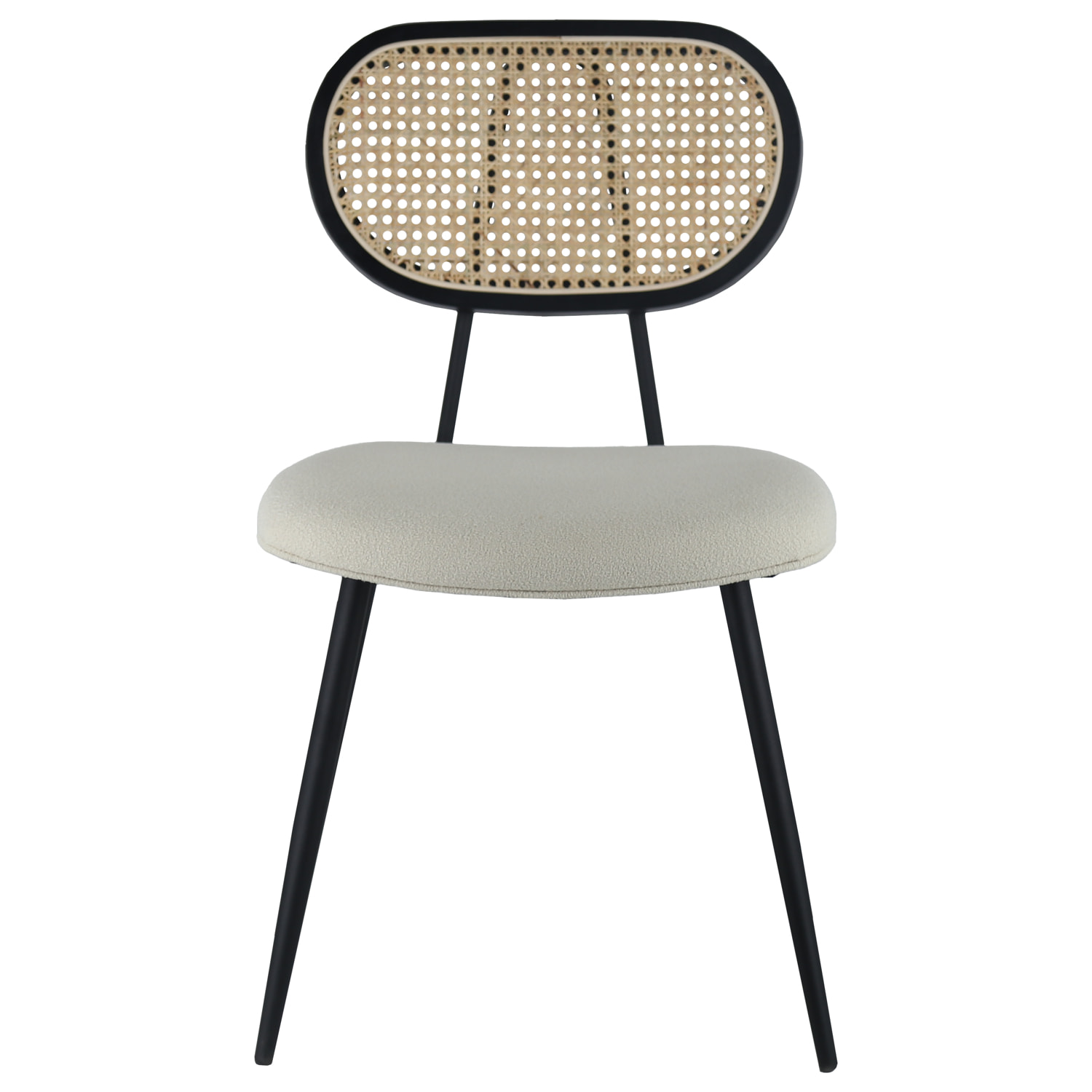 Lot de 2 chaises en cannage et tissu boucle écru ELENA