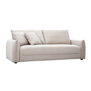 Canapé 3 places en tissu effet velours texturé beige PIO