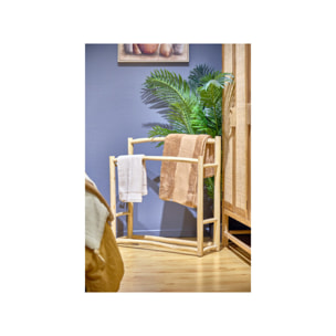 Porte serviettes 90 cm double portant en bois massif de teck - LEON