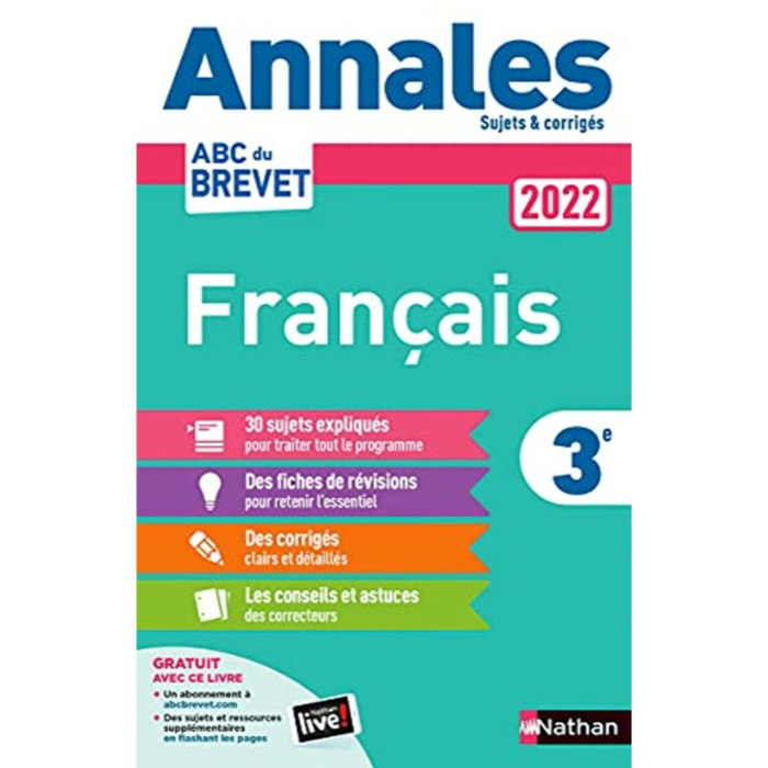Bouhours, Thomas | Annales ABC du Brevet 2022 - Français 3e - Sujets et corrigés + fiches de révisions | Livre d'occasion