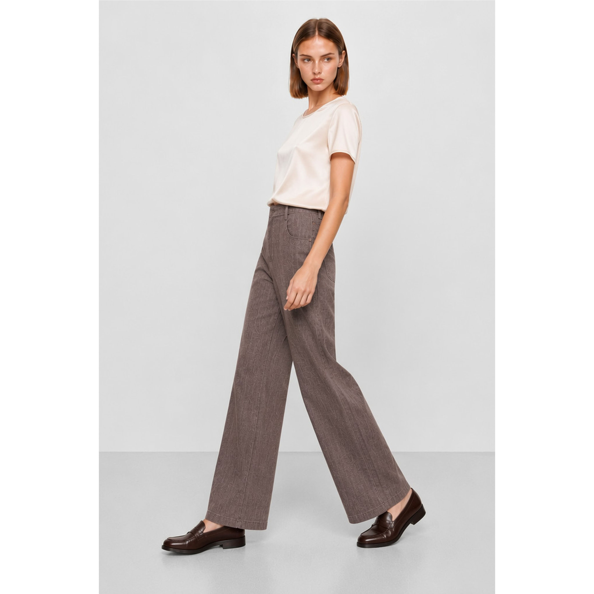 Kocca - Pantaloni da donna in lyocell a gamba larga e vita alta Donna