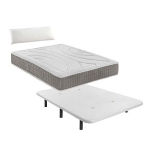 Pack De Base Tapizada Blanca + Colchón Viscoelástico Con 1 Almohada Nordic