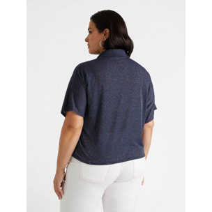 Fiorella Rubino - Camicia boxy lurex - Blu