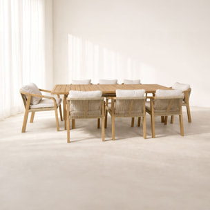 Ensemble de jardin table en bois d'acacia 8 places SAONA