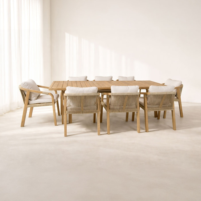 Ensemble de jardin table en bois d'acacia 8 places SAONA