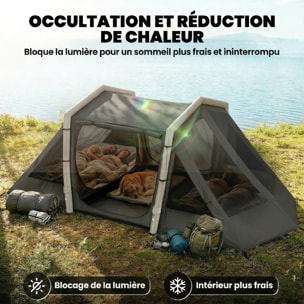 Tente gonflable camping 4 personnes 3 pièces auvent imperméabilité 3000mm gris