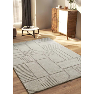 SNOWY Alfombra con relieve de estilo escandinavo en blanco, varias medidas disponibles.