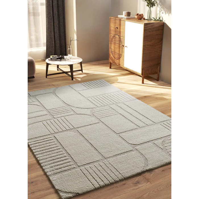 SNOWY Alfombra con relieve de estilo escandinavo en blanco, varias medidas disponibles.