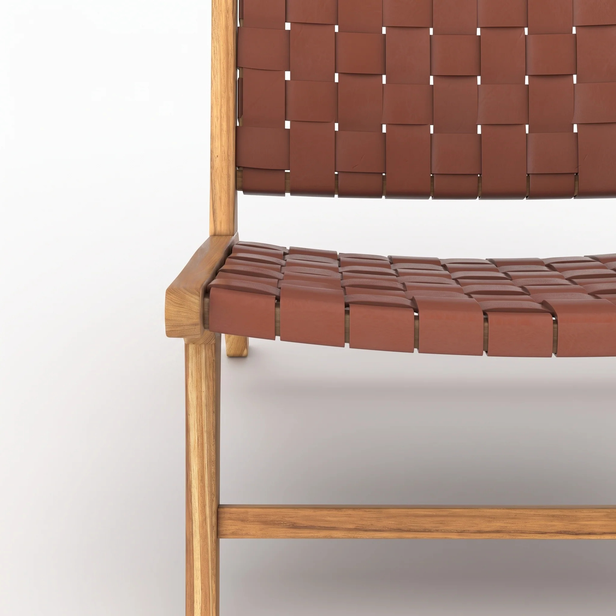 Fauteuil en teck et cuir tressé marron - Kuna