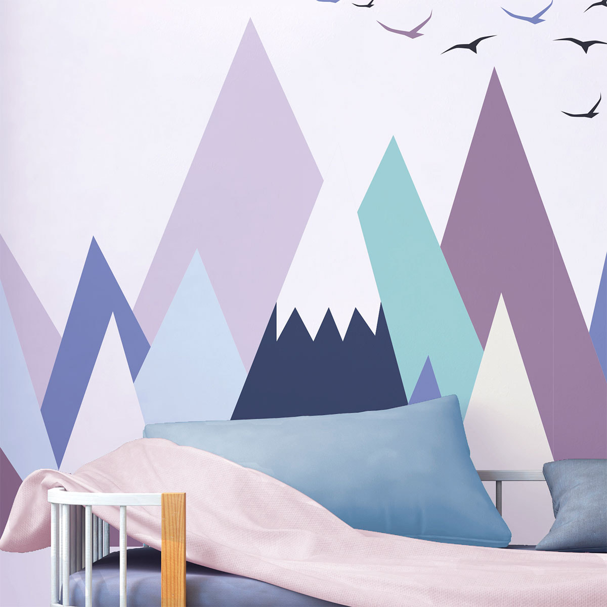 Stickers muraux enfants - Décoration chambre bébé - Autocollant Sticker mural géant enfant montagnes scandinaves BEYONKA