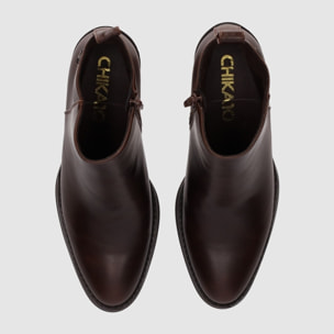 Botines de Piel Sintética - Marron - Tacón: 7 cm