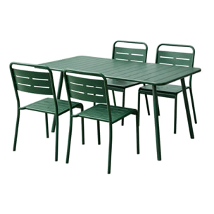 Ensemble table de jardin 120 cm et 4 chaises vert EVORA