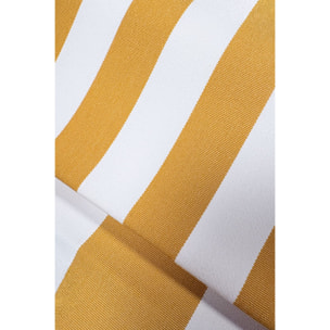 Pouf fauteuil d'extérieur 70x60x30cm en tissu à rayure jaune et blanc FLAVIO