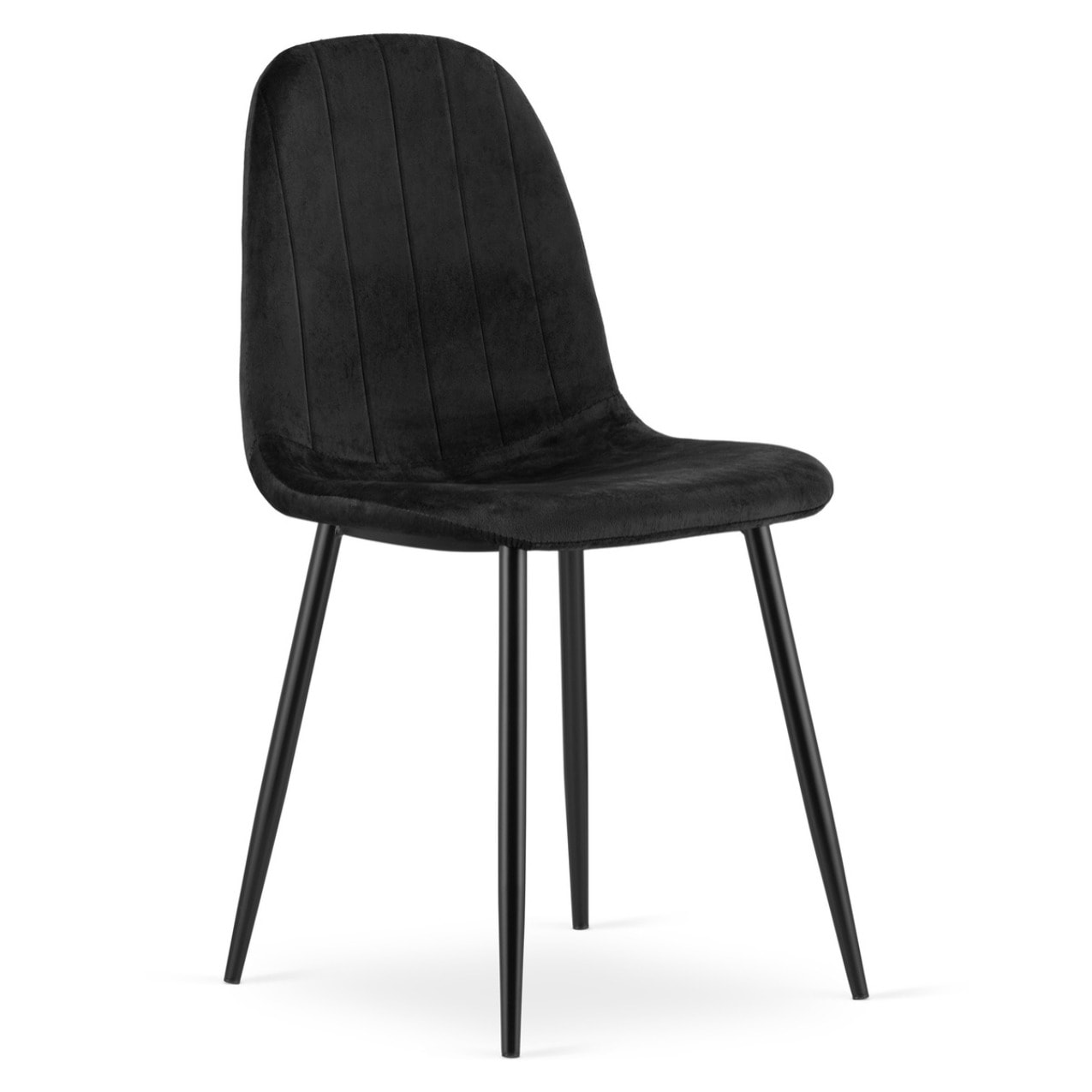 Sedia Padva in velluto nero con gambe in metallo