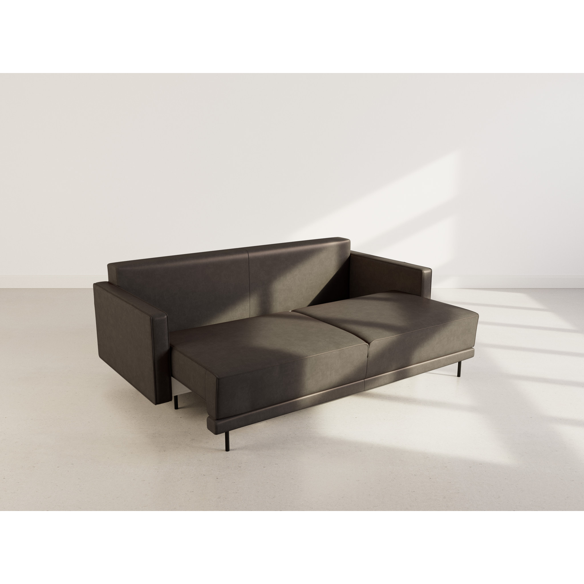 Charlie - Canapé droit 3 places convertible avec coffre en simili - Noir