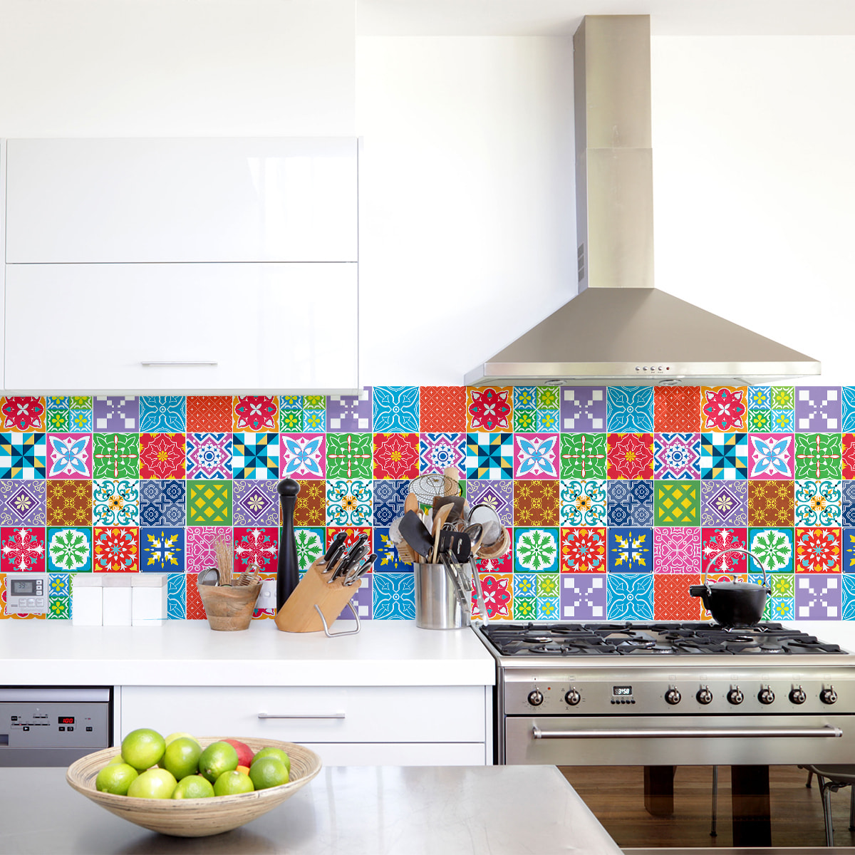 Stickers muraux - Sticker Mural Carrelage adhésif Cuisine Salle de Bain - 24 STICKERS CARRELAGES AZULEJOS SOLITINA