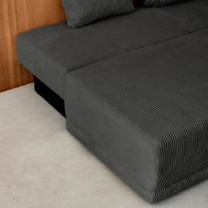 Banquette convertible 3 places velours côtelé  NELSON