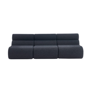 Lot de 3 chauffeuses tissu effet alpaca bleu foncé 1 place - L 81 x P 99 x H 75cm - Nova