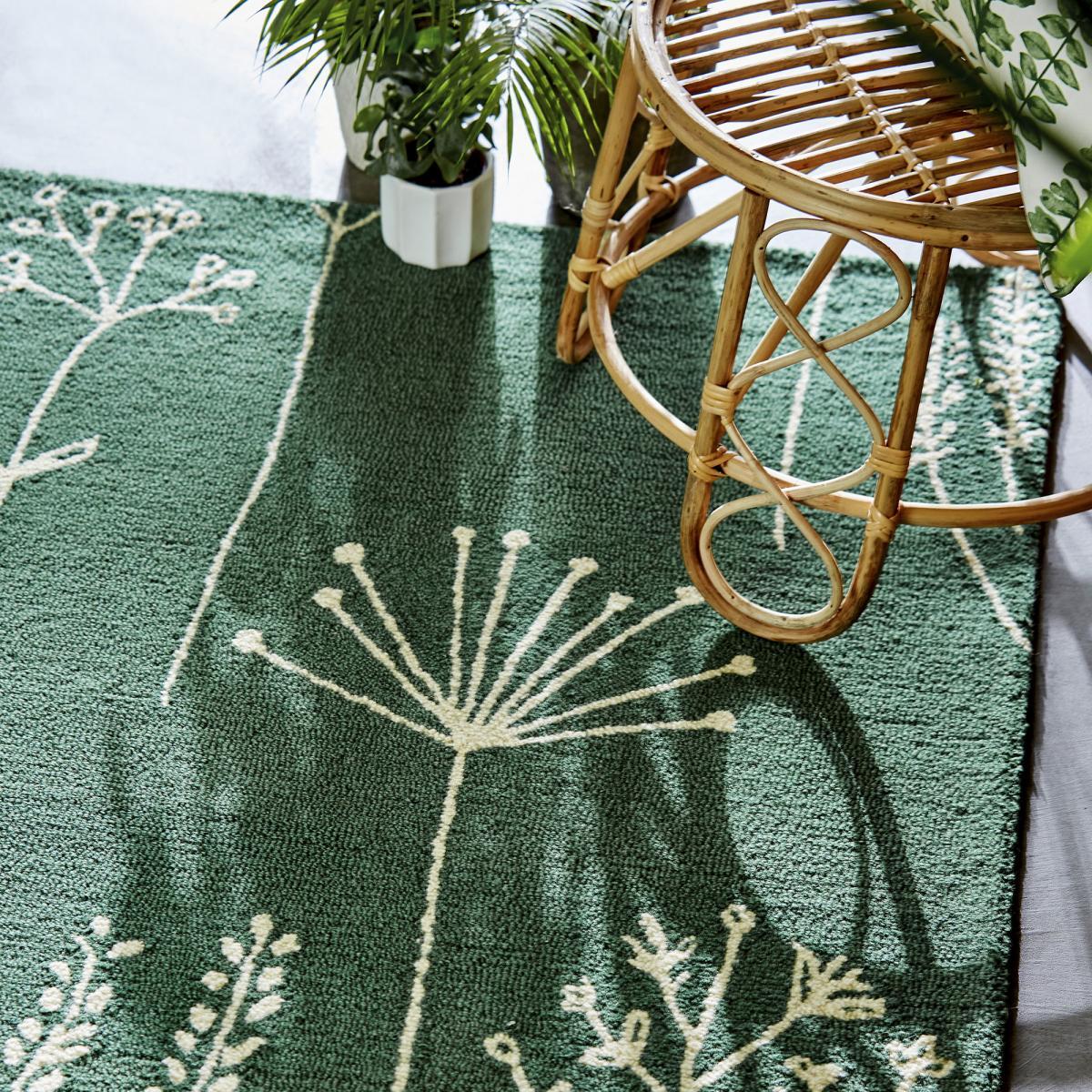 Tapis salon et chambre fait à la main en laine motif floral CHICDOUK