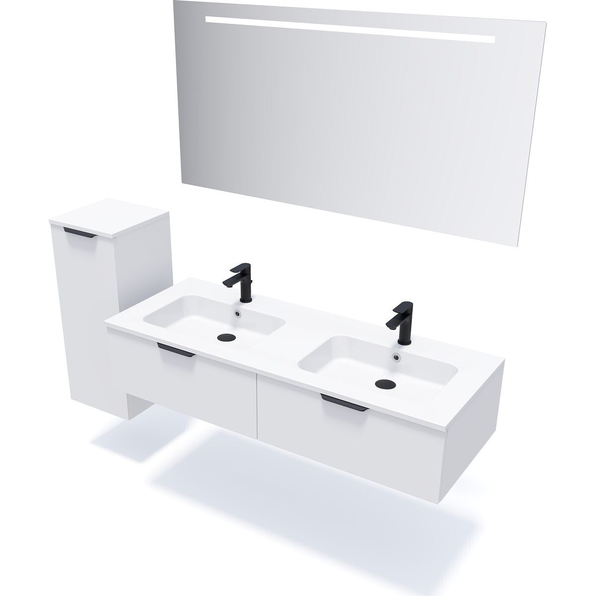 Ensemble double vasque 2 tiroirs + miroir - SOHO