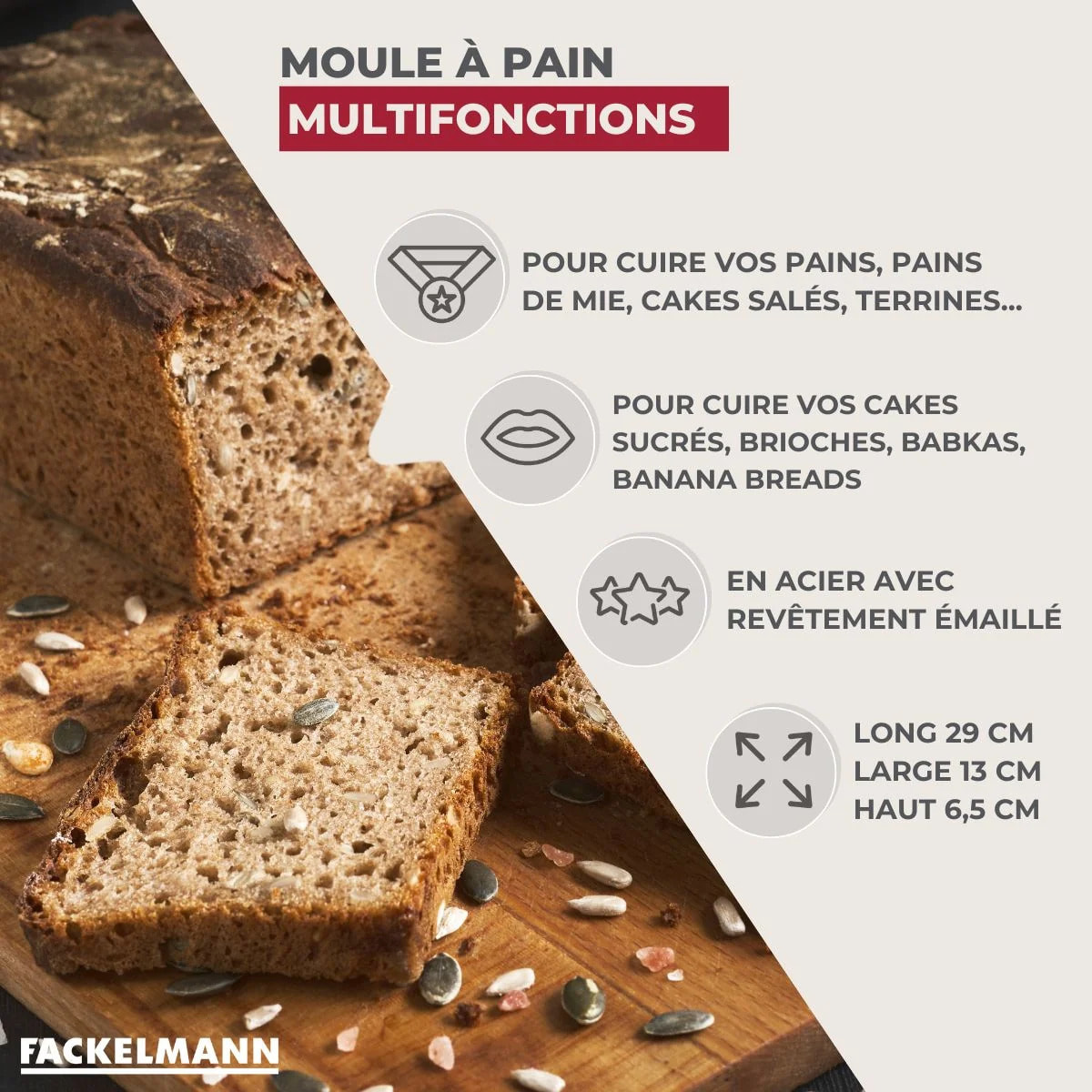 Moule à pain et à cake émaillé 29 cm Fackelmann