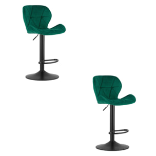 Set di 2 sgabelli alti West in velluto verde smeraldo
