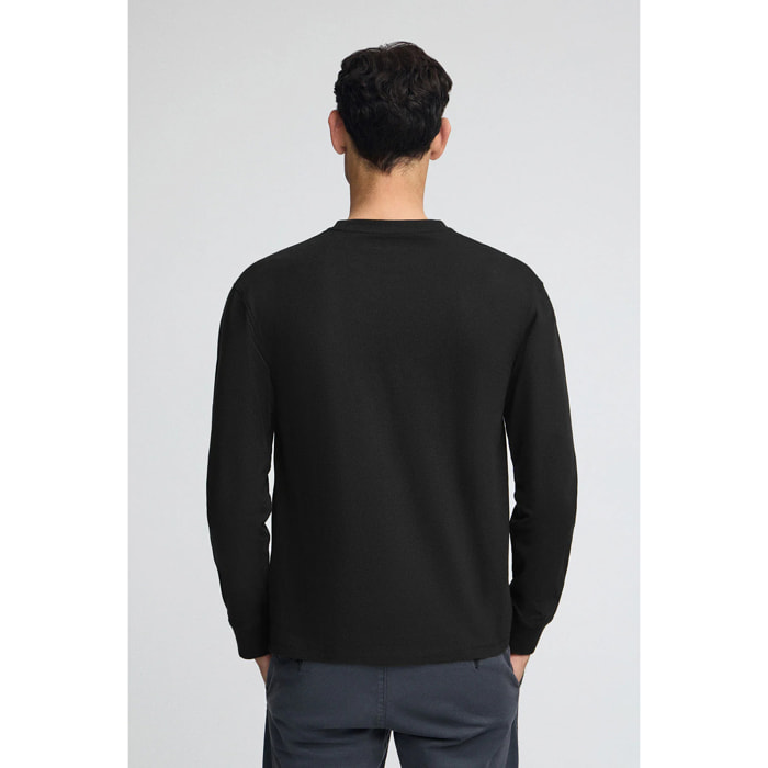 Maglietta nera a maniche lunghe con logo ricamato Rigby Go