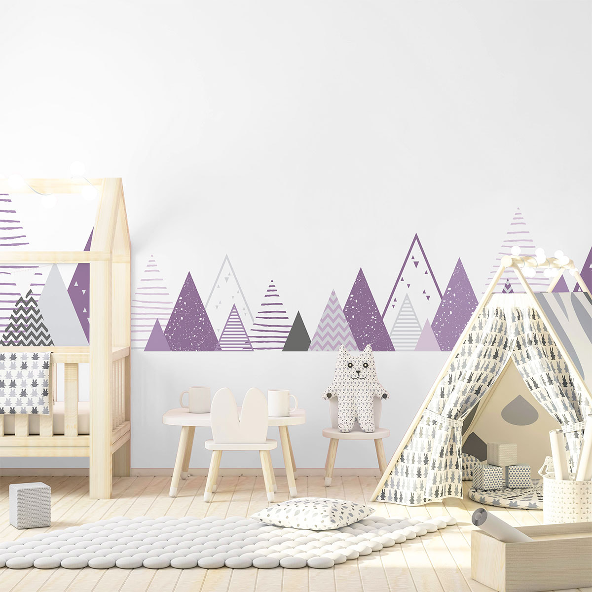 Stickers muraux enfants - Décoration chambre bébé - Autocollant Sticker mural géant enfant montagnes scandinaves RIMKERA