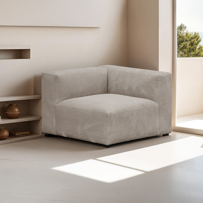 Chauffeuse d'angle à droite modulable en velours côtelé - MODULO