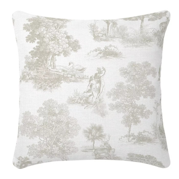 Housse de coussin lin & coton 165 g/m² imprimé beige Poesie lin