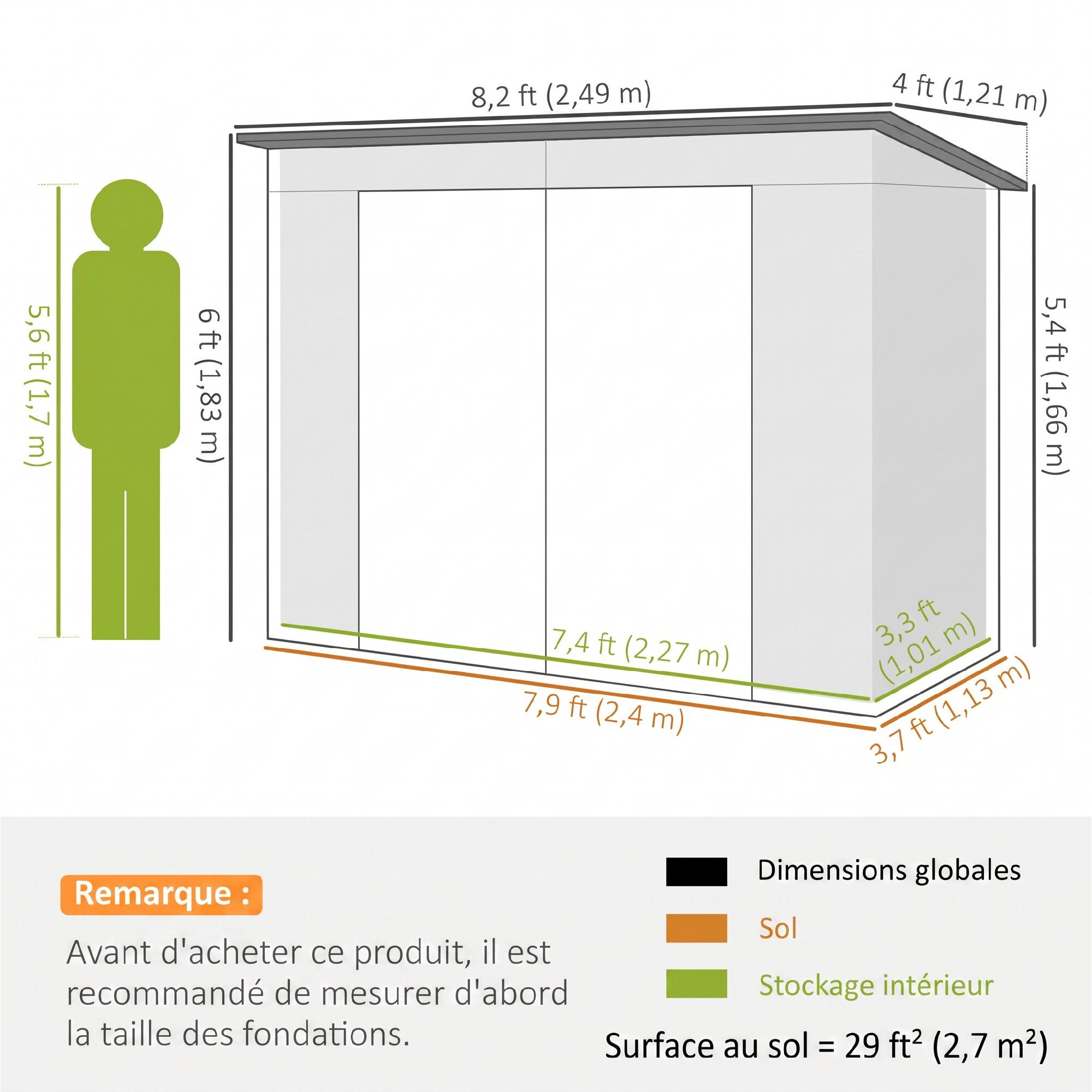 Abri de jardin 3 m² tôle d'acier 2 portes verrouillables 2 évents toit incliné effet bois clair marron