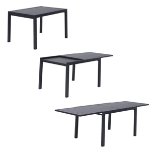 Salon de jardin VENEZIA extensible 132/264 en aluminium anthracite - 10 places