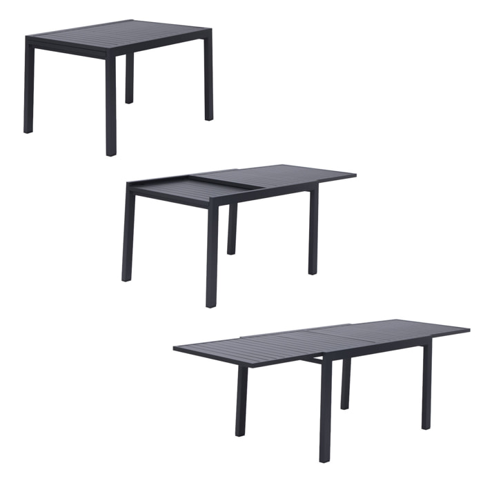 Salon de jardin VENEZIA extensible 132/264 en aluminium anthracite - 10 places