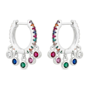 Pendientes acabado plata y Circonita Multicolor