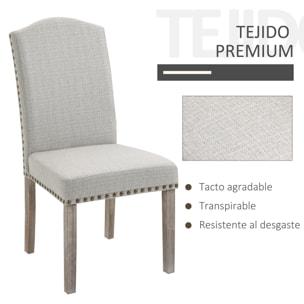 Juego 2 Sillas de Comedor Cocina con Respaldo Alto Remaches 51x64x99,5 cm Gris