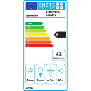 Hotte décorative murale inclinée ESSENTIELB EHDD 914ni