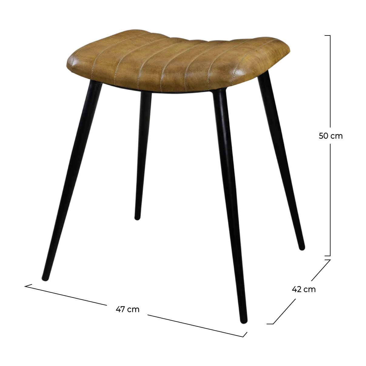 Tabouret en cuir camel matelassé - Bidar