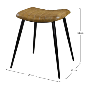 Tabouret en cuir camel matelassé - Bidar