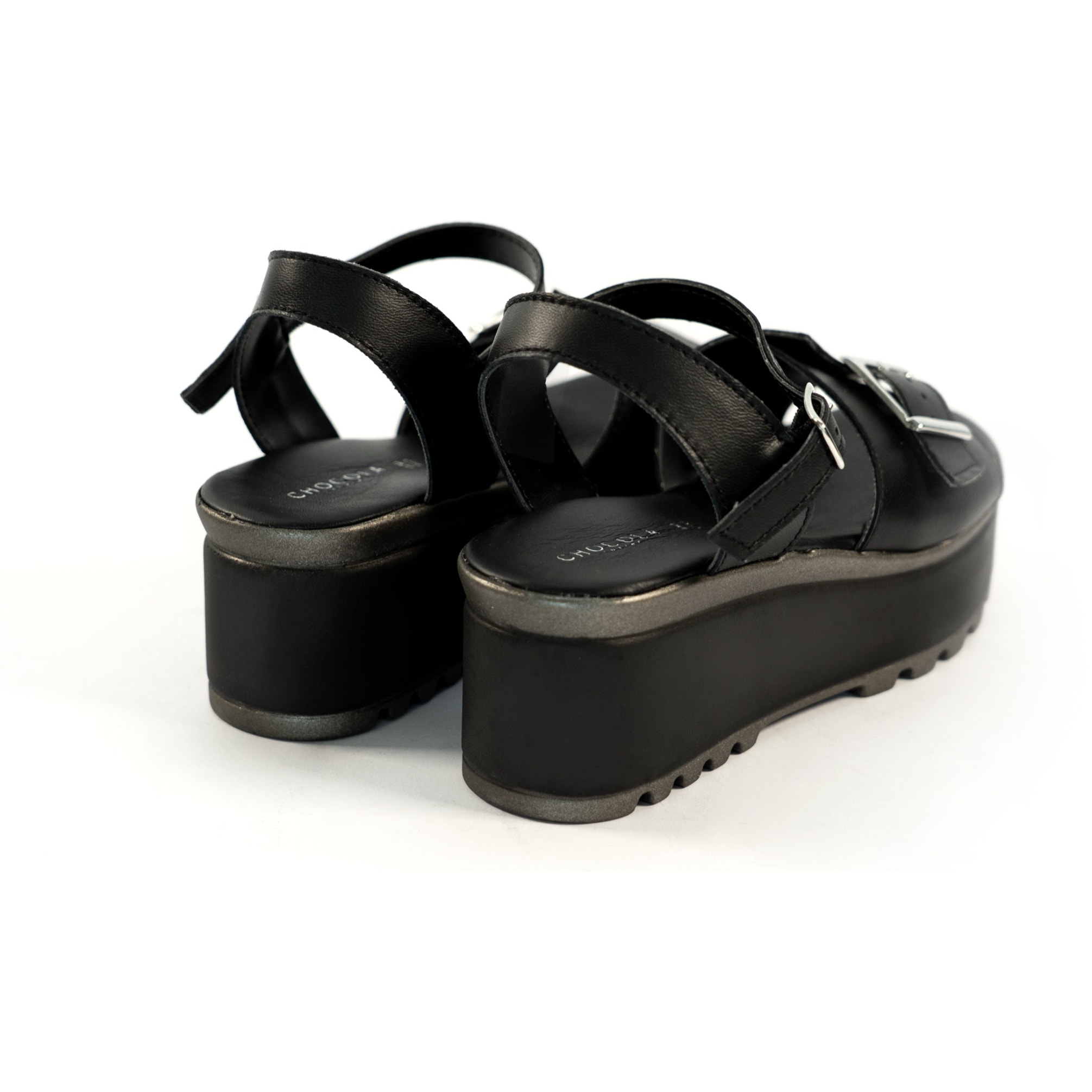 SANDALO FIBBIA VERA PELLE NERO