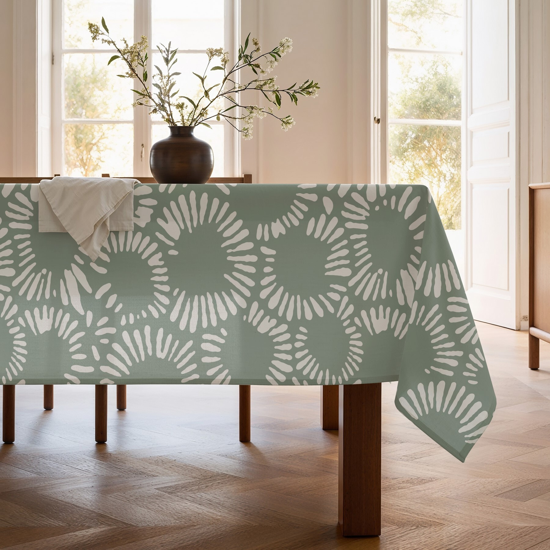 Nappe imprimée anti-tâches CHIARA OLIVE