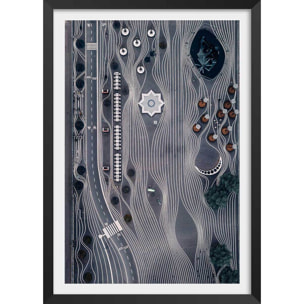 Affiche photo drône espace temps Affiche + cadre en bois - Noir