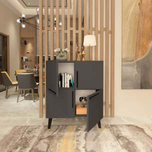 Mueble de nogal antracita con 100% tablero aglomerado rechapado en melamina.