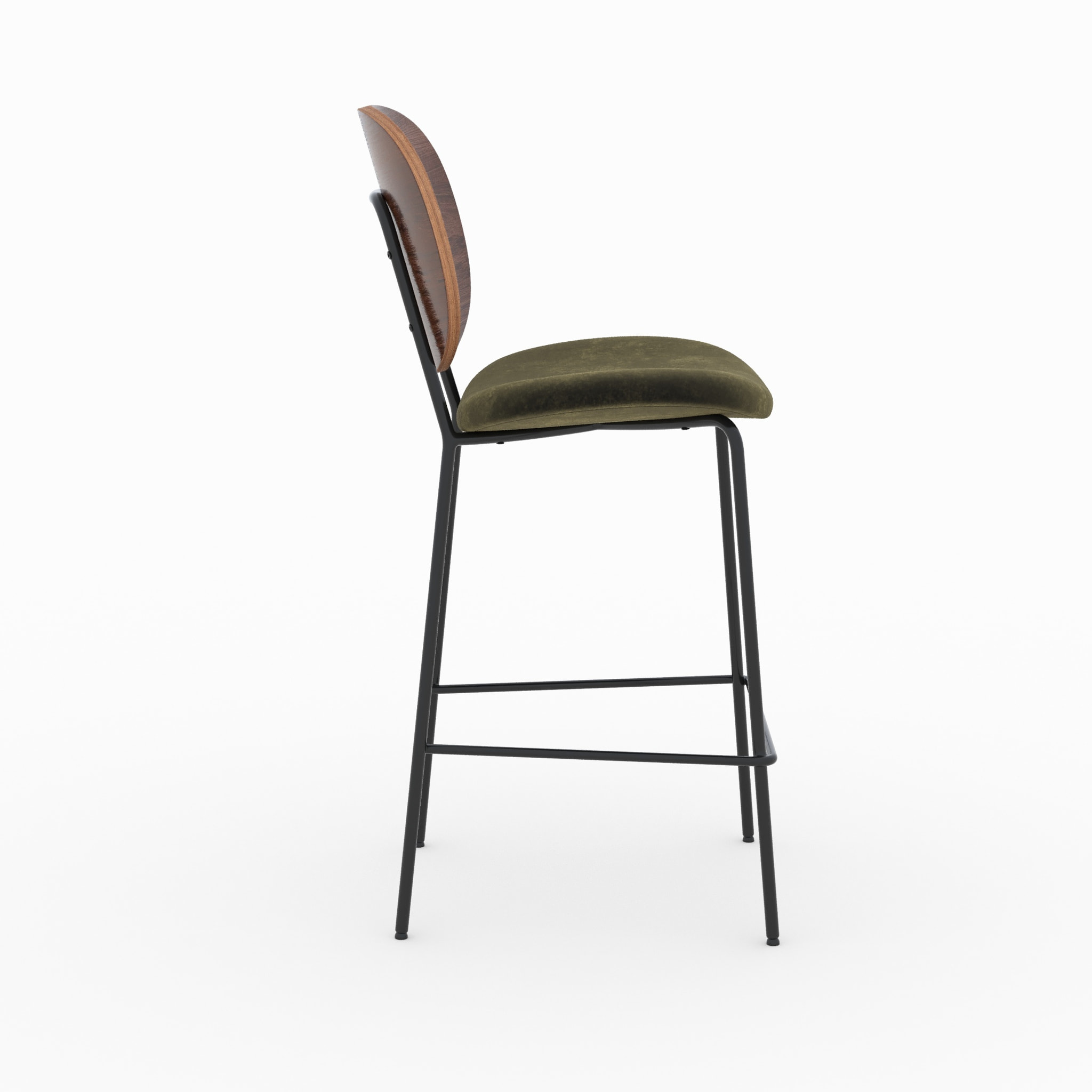 Lot de 2 chaises pour îlot central 65,5 cm en velours vert kaki - Simone